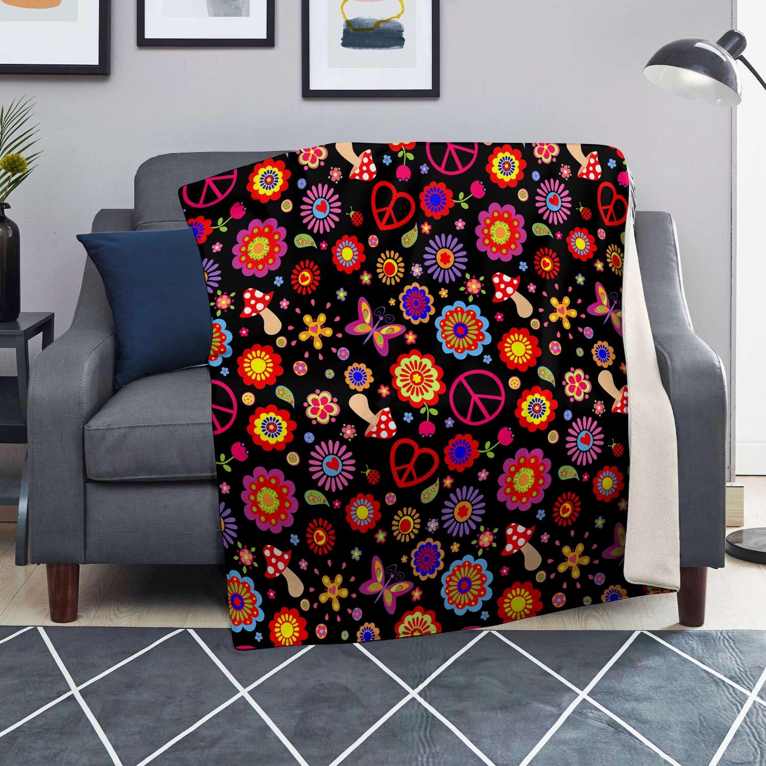 Abstract Flower Hippie Blanket-grizzshop