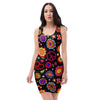 Abstract Flower Hippie Bodycon Dress-grizzshop