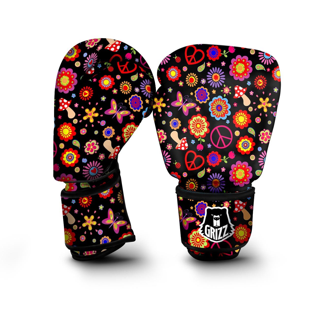 Abstract Flower Hippie Boxing Gloves-grizzshop