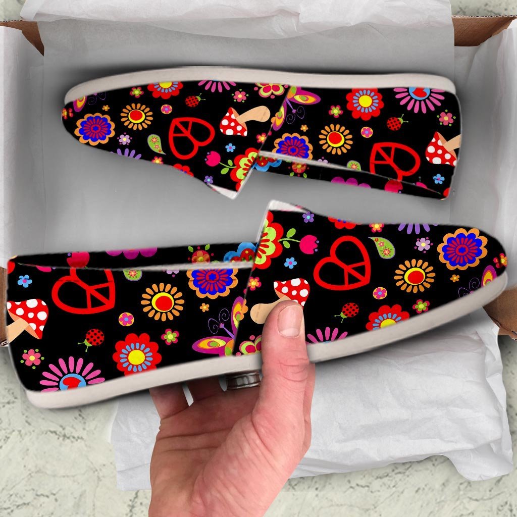 Abstract Flower Hippie Canvas Shoes-grizzshop