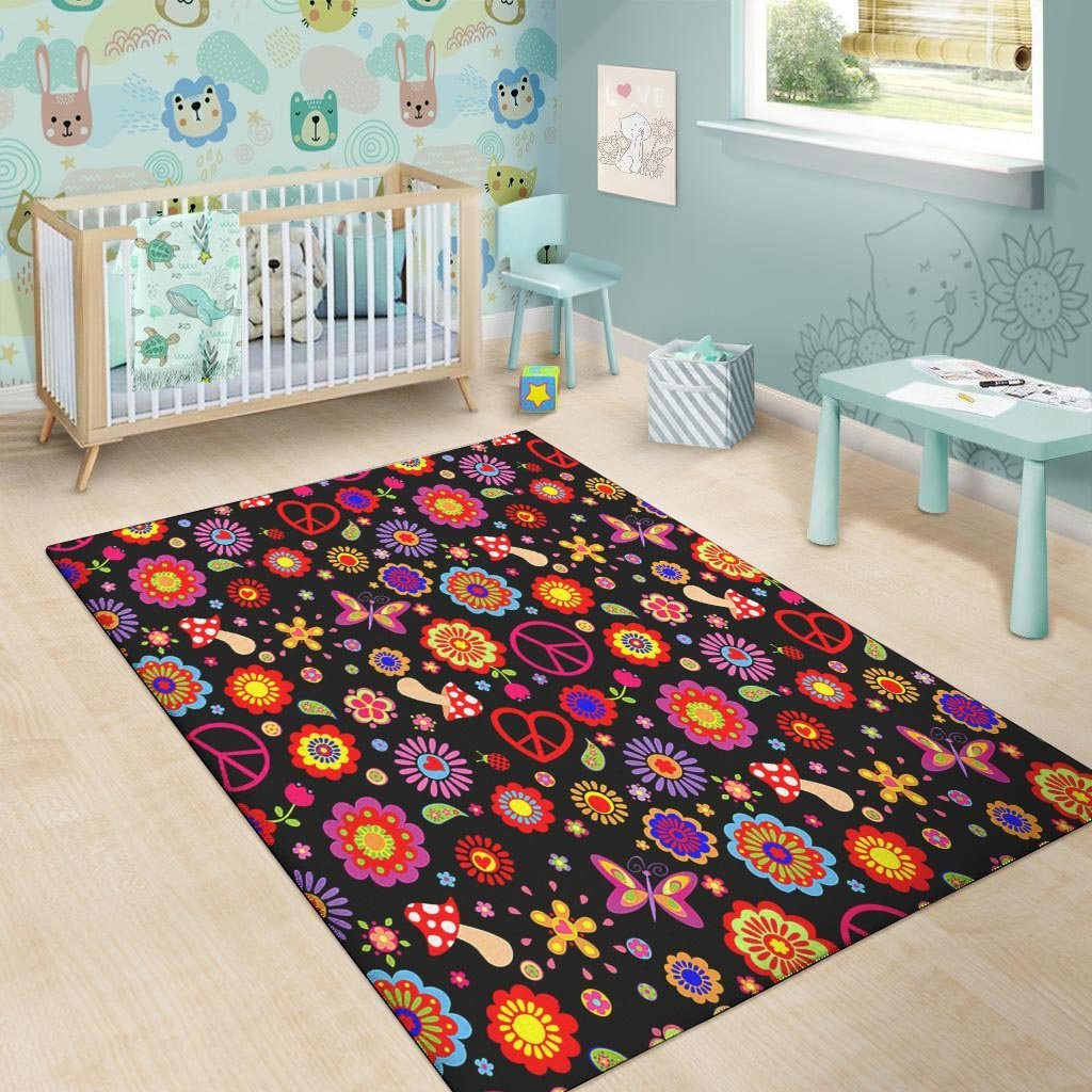 Abstract Flower Hippie Floor Mat-grizzshop