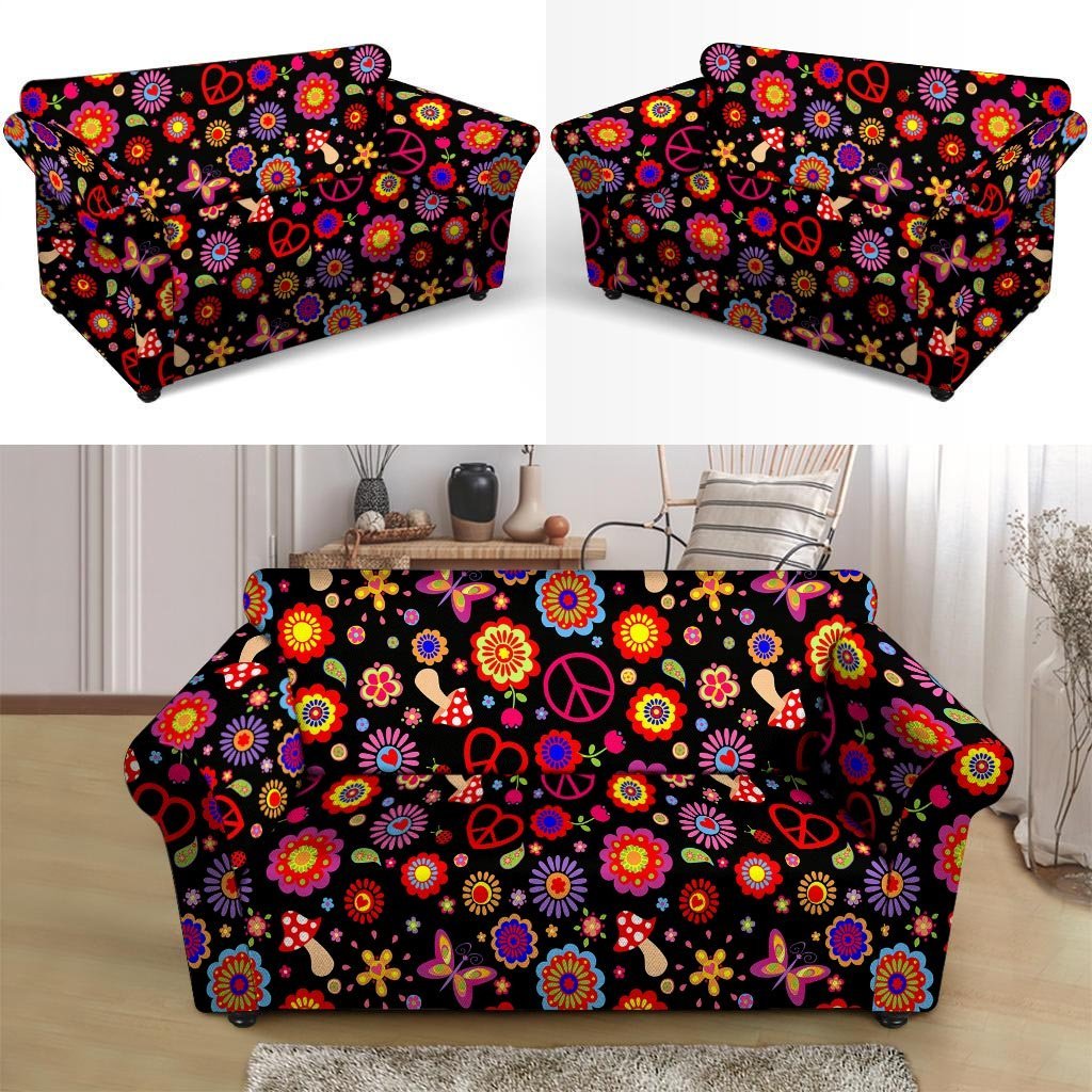 Abstract Flower Hippie Loveseat Cover-grizzshop