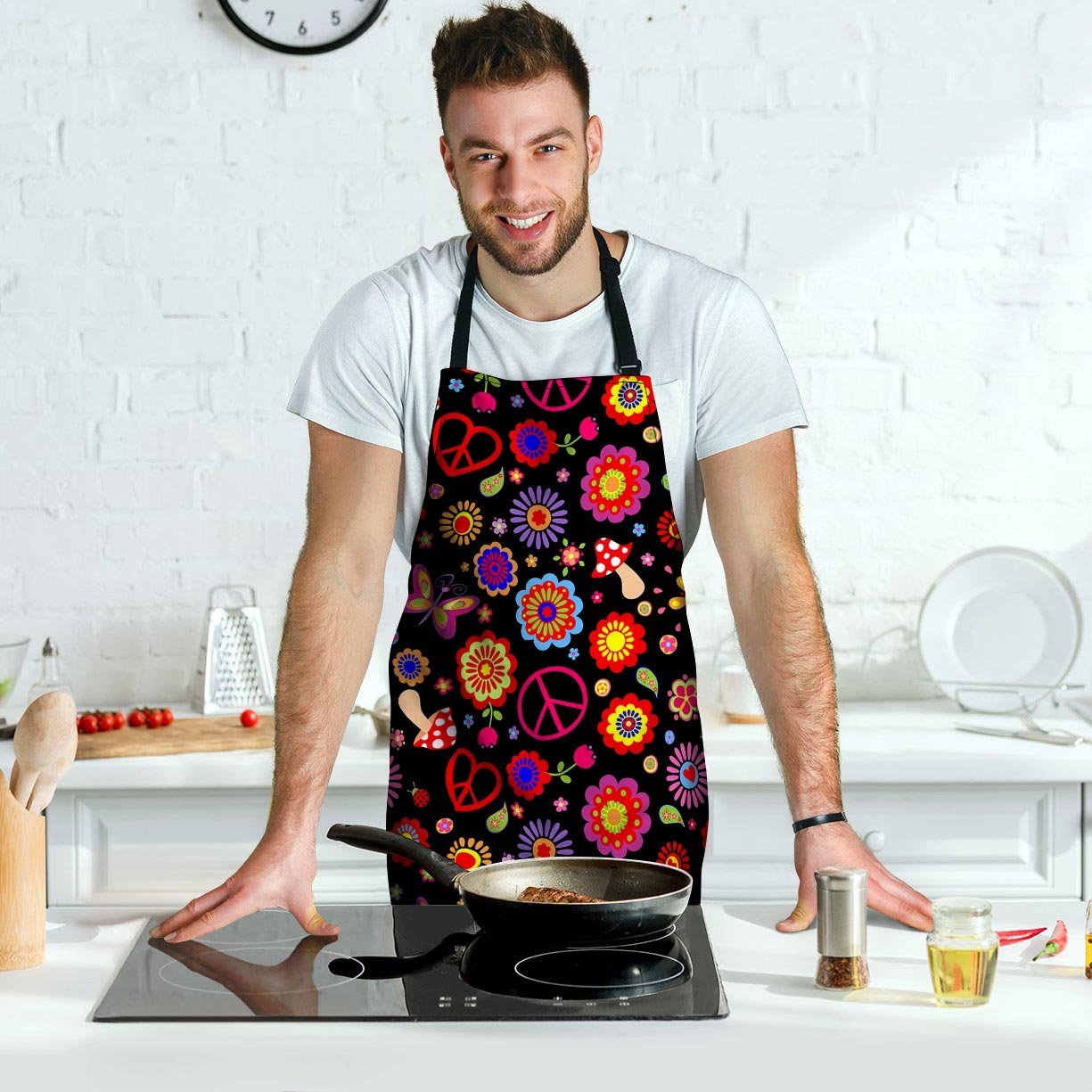 Abstract Flower Hippie Men's Apron-grizzshop