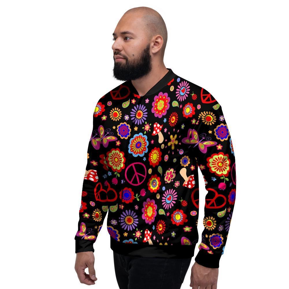 Abstract Flower Hippie Men's Bomber Jacket-grizzshop