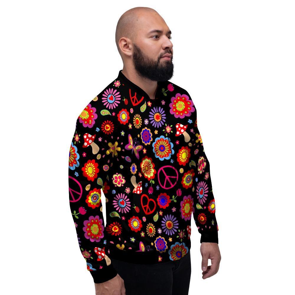 Abstract Flower Hippie Men's Bomber Jacket-grizzshop