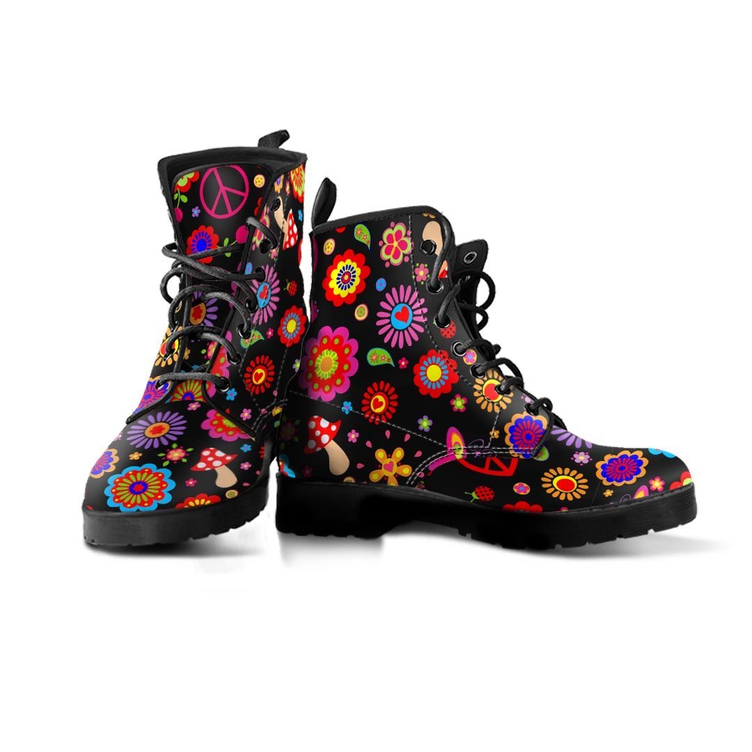 Abstract Flower Hippie Men's Boots-grizzshop