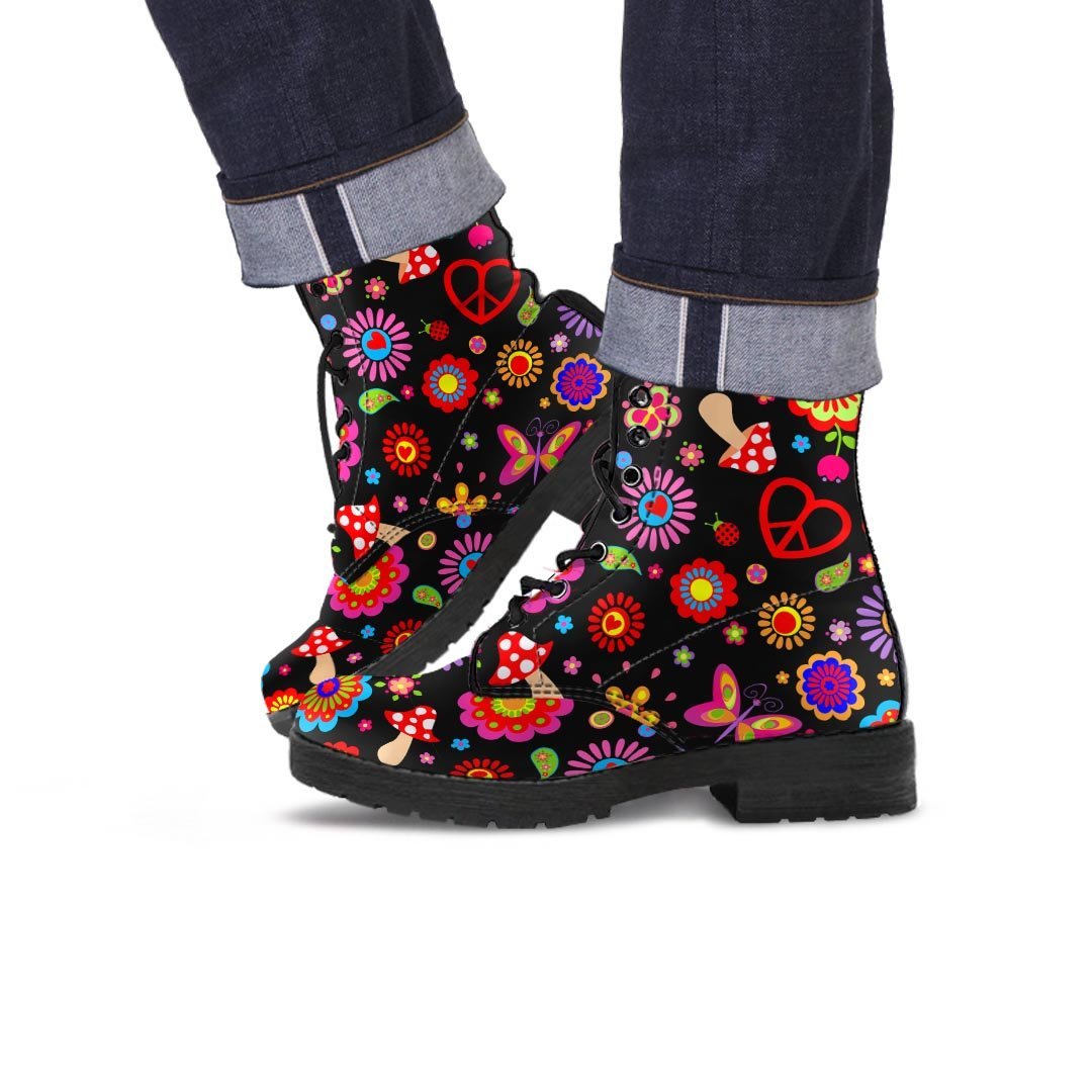 Abstract Flower Hippie Men's Boots-grizzshop