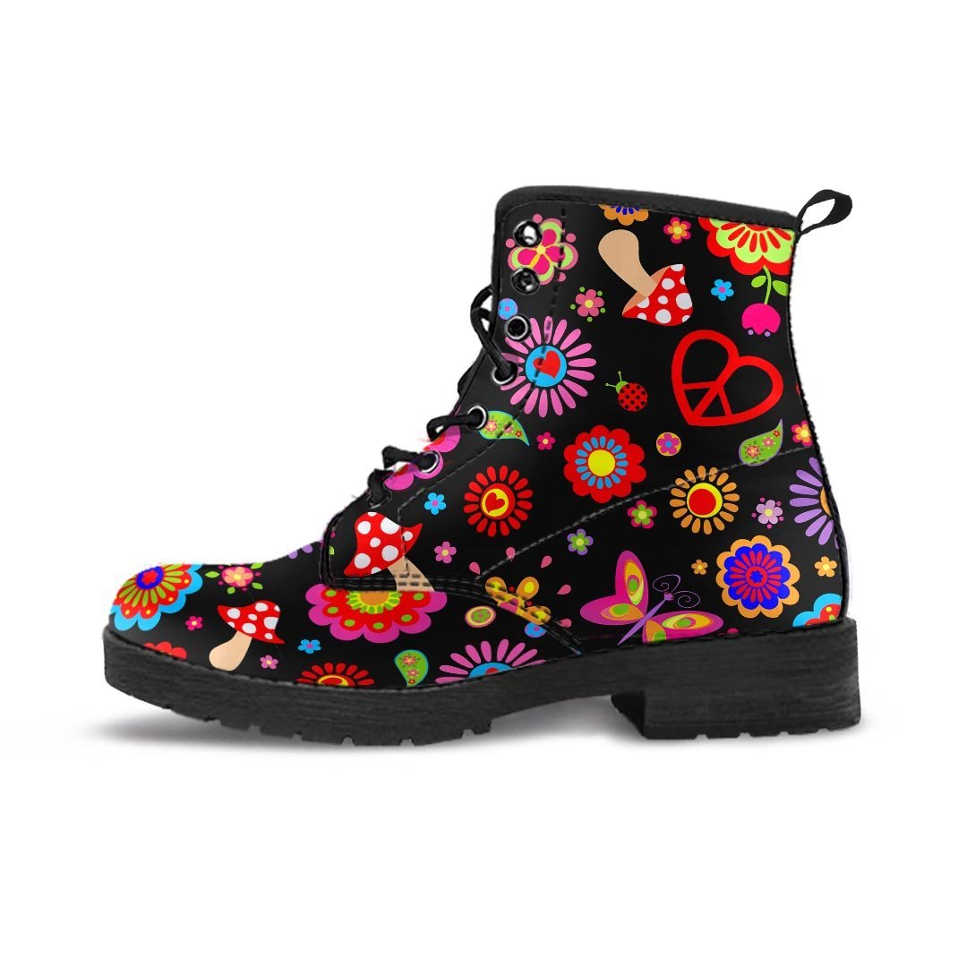 Abstract Flower Hippie Men's Boots-grizzshop