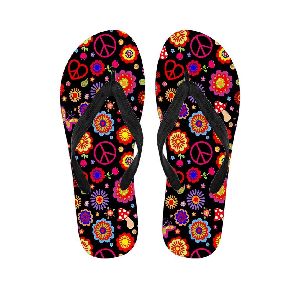 Abstract Flower Hippie Men's Flip Flops-grizzshop