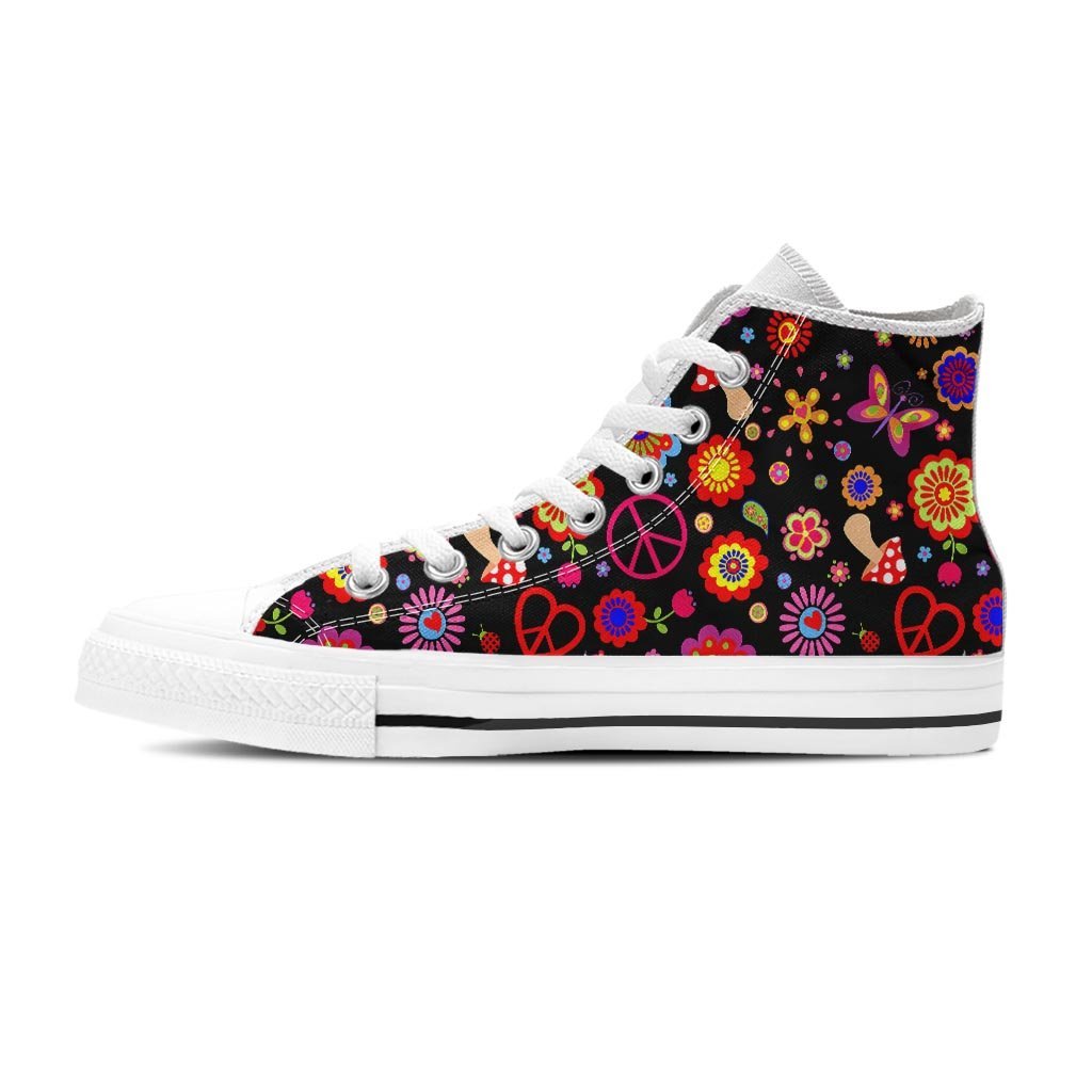 Abstract Flower Hippie Men's High Top Shoes-grizzshop