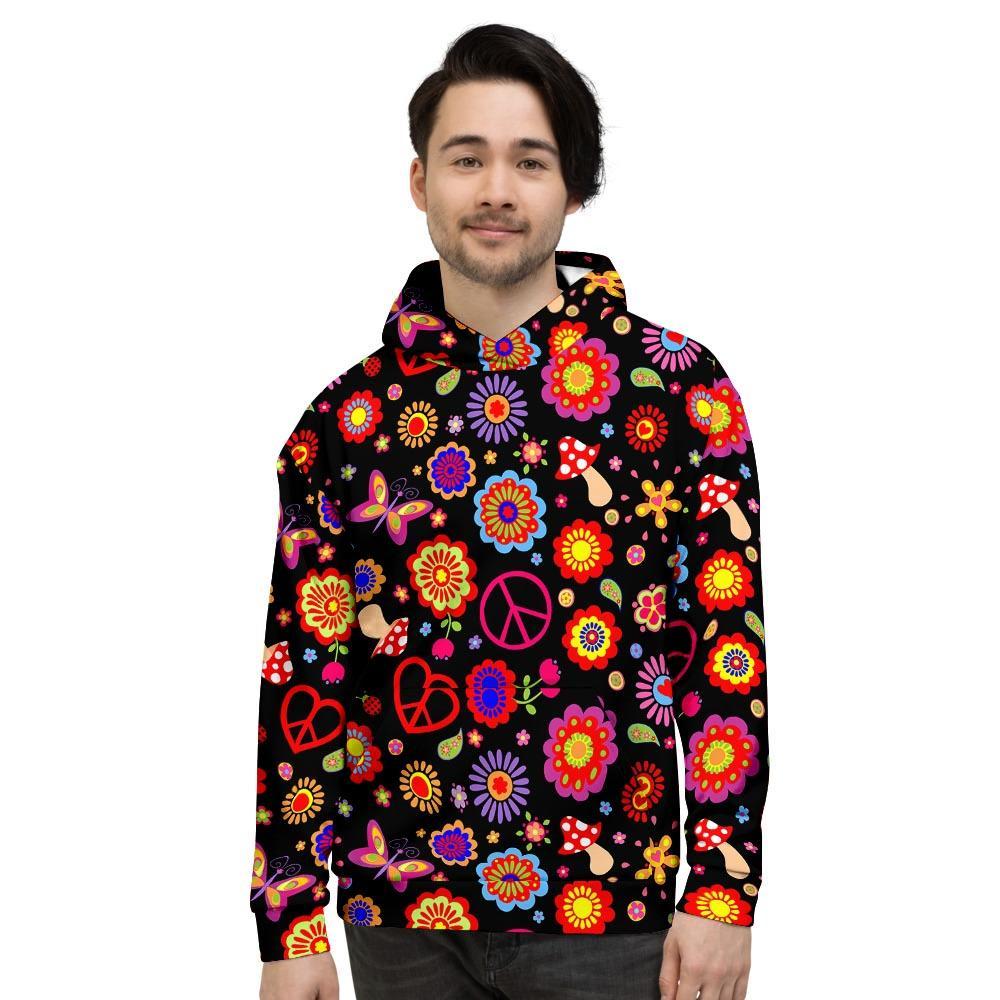 Abstract Flower Hippie Men's Hoodie-grizzshop