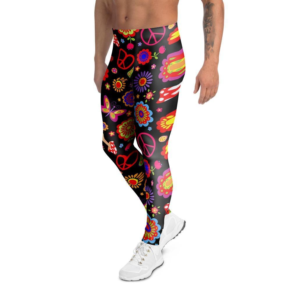 Abstract Flower Hippie Men's Leggings-grizzshop