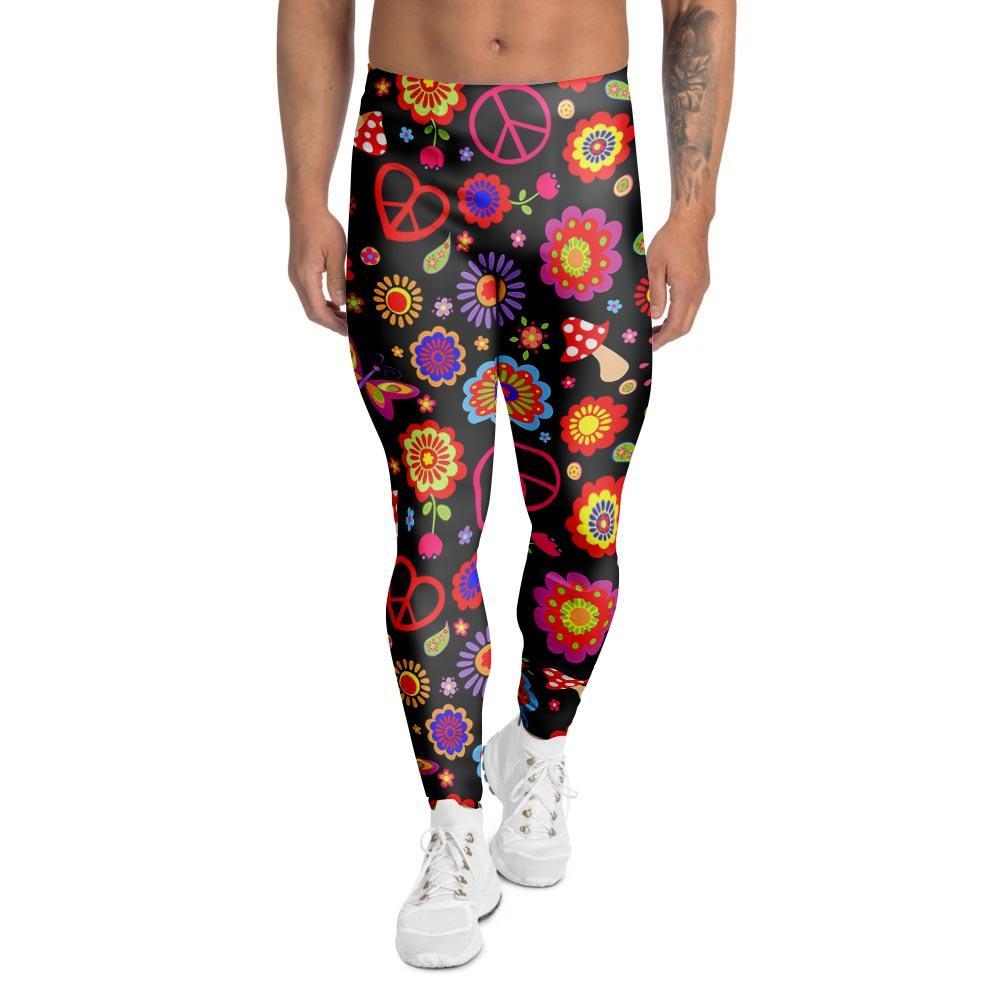 Abstract Flower Hippie Men's Leggings-grizzshop
