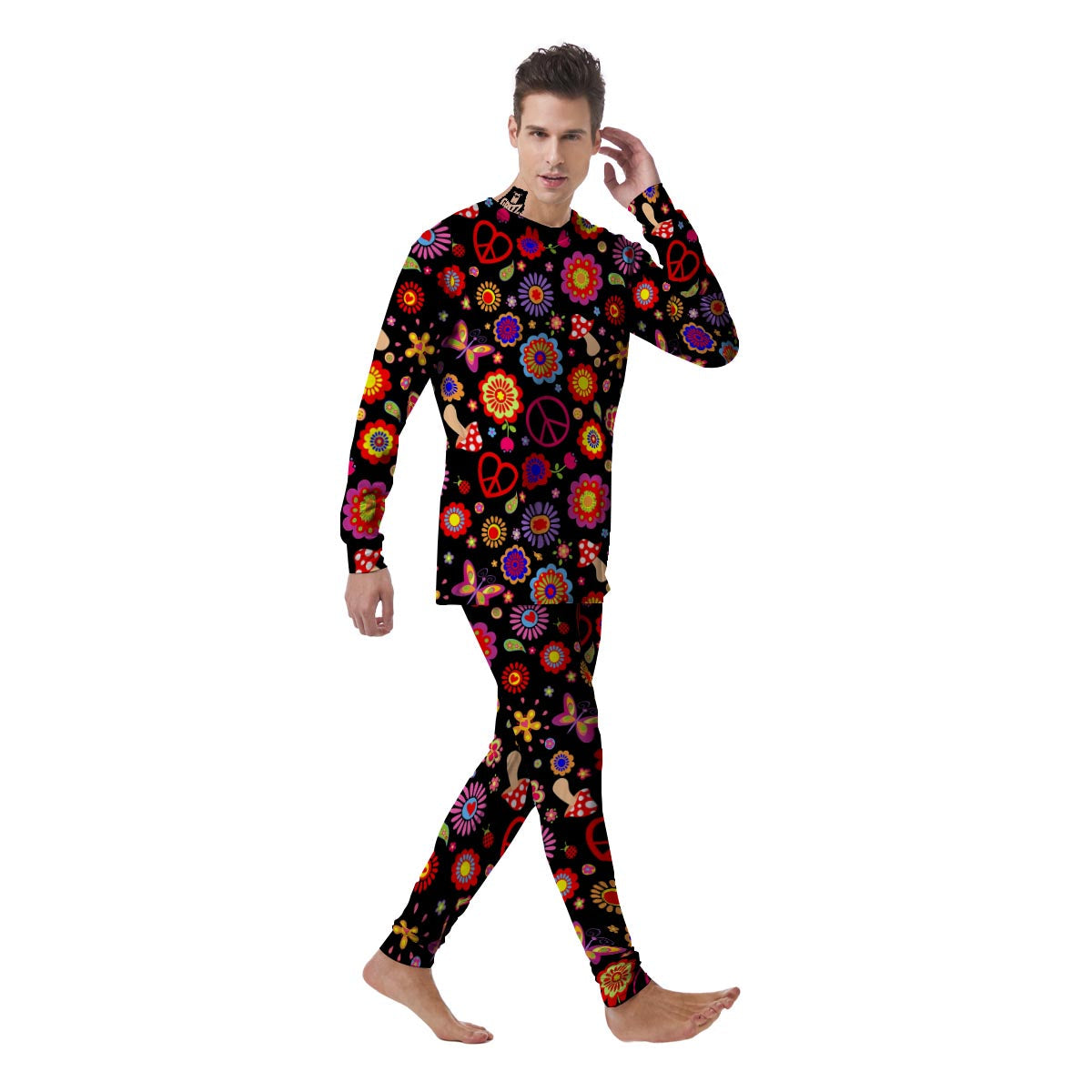 Abstract Flower Hippie Men's Pajamas-grizzshop