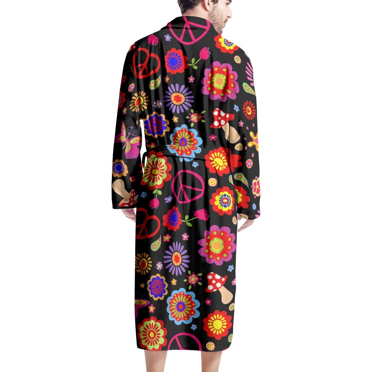 Abstract Flower Hippie Men's Robe-grizzshop