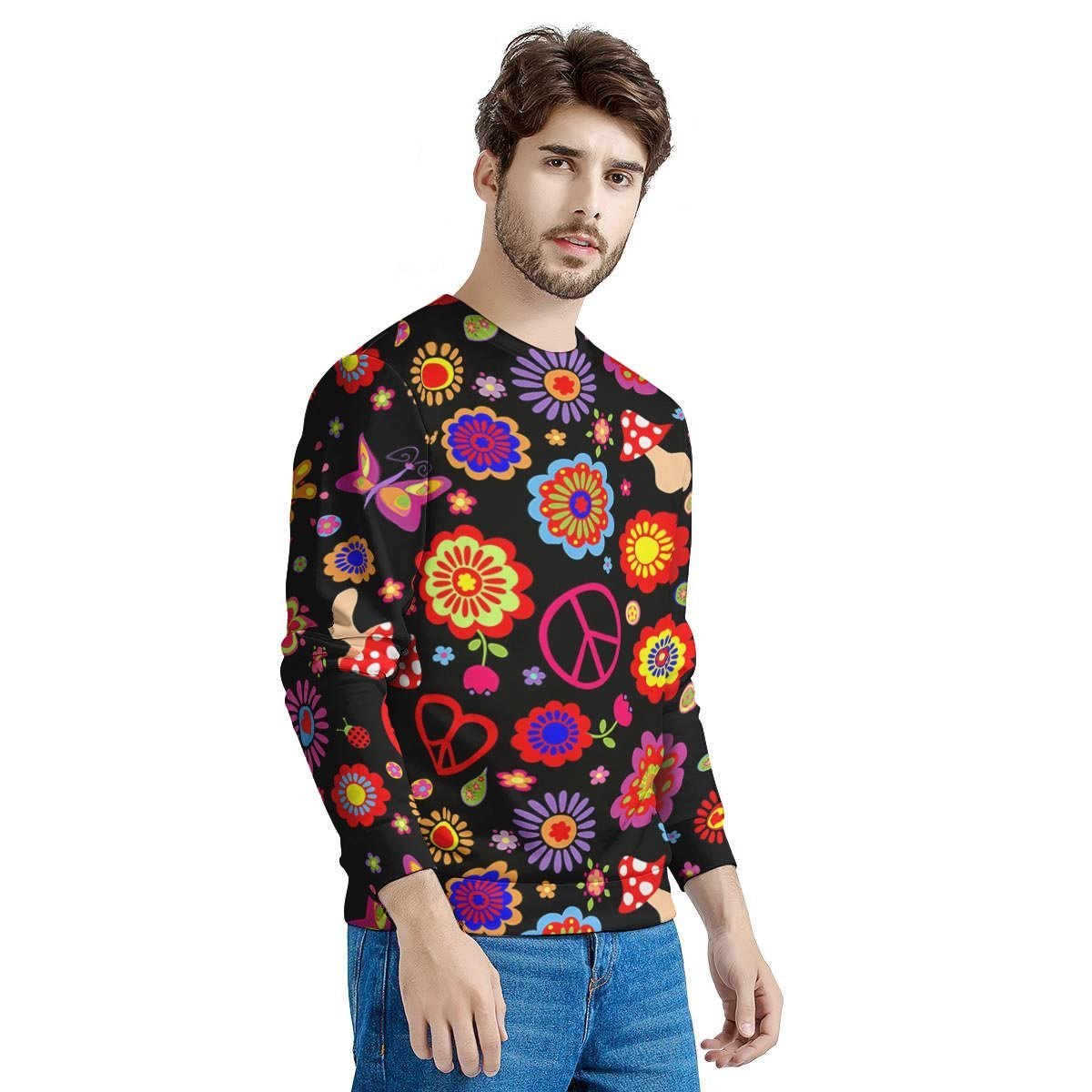 Abstract Flower Hippie Men's Sweatshirt-grizzshop