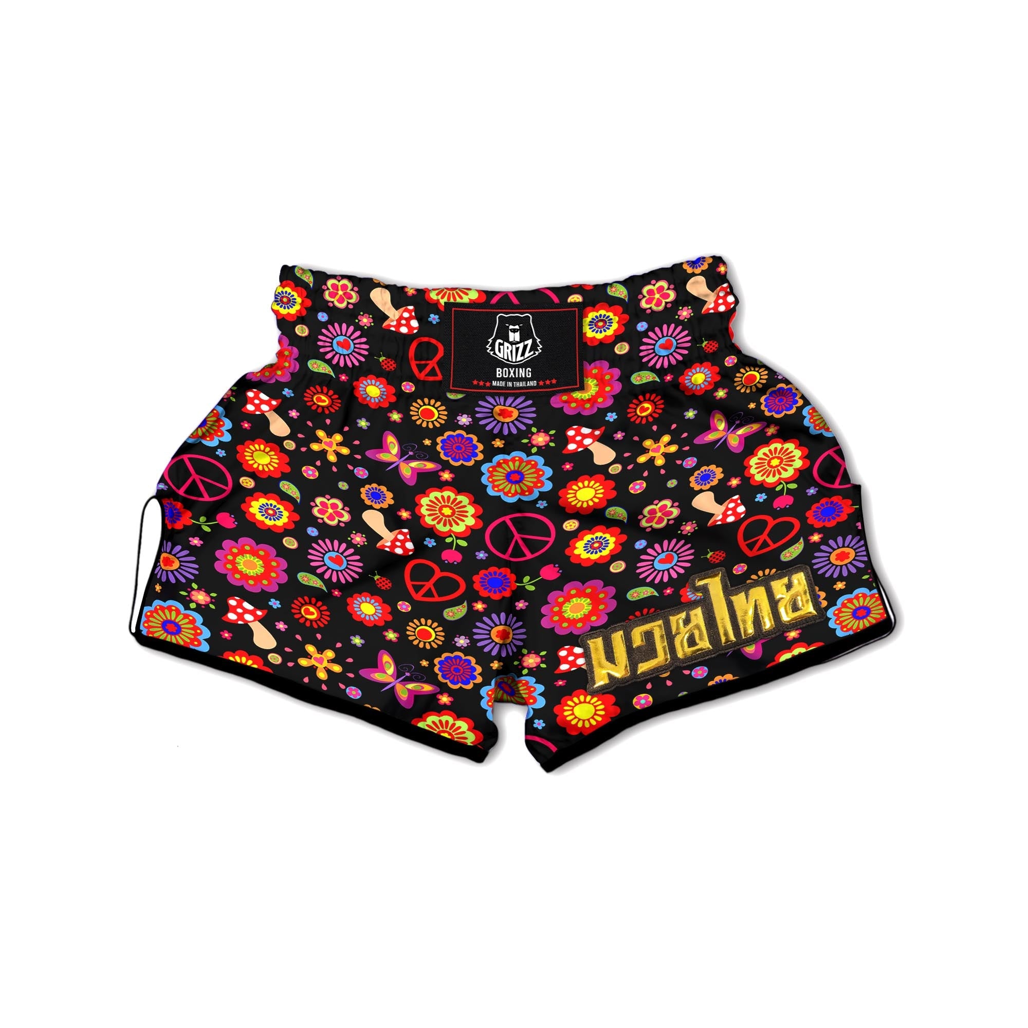 Abstract Flower Hippie Muay Thai Boxing Shorts-grizzshop