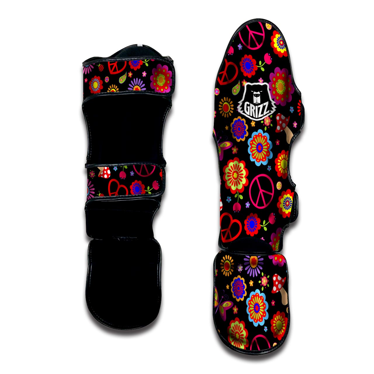 Abstract Flower Hippie Muay Thai Shin Guard-grizzshop