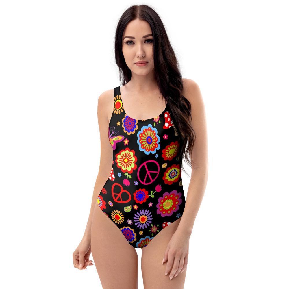 Abstract Flower Hippie One Piece Swimsuite-grizzshop