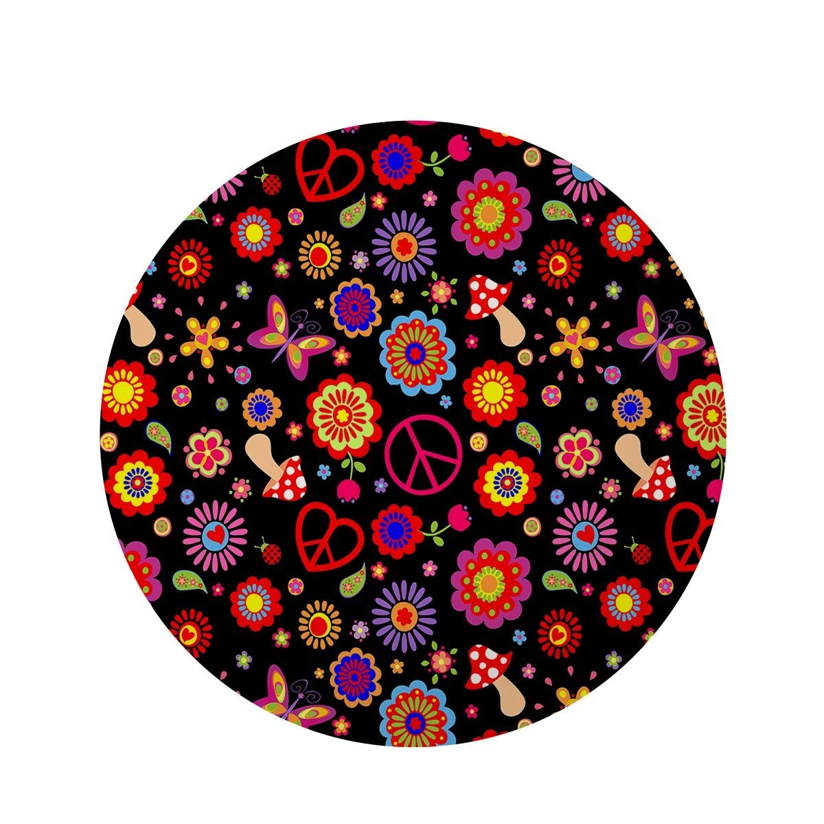 Abstract Flower Hippie Round Rug-grizzshop