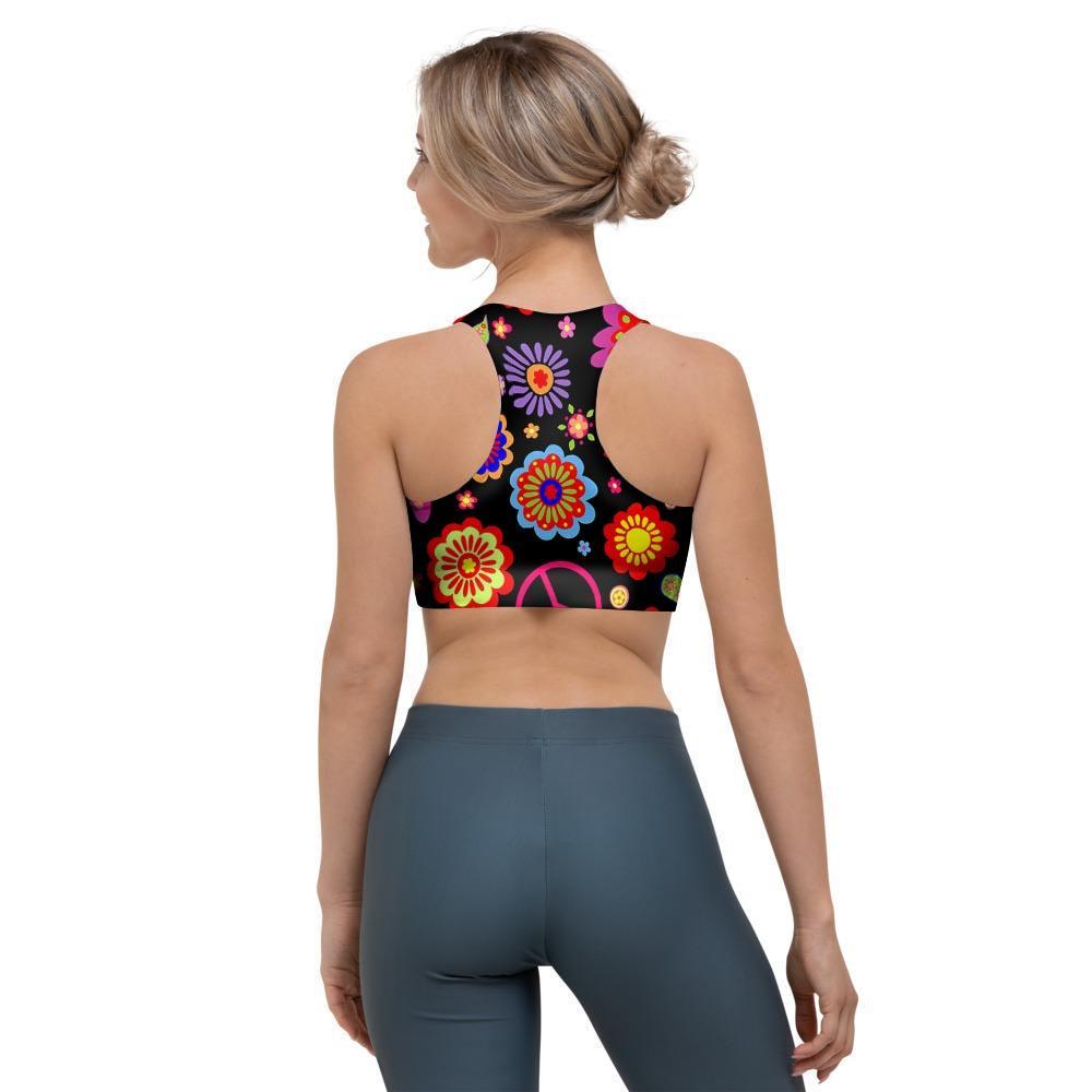 Abstract Flower Hippie Sports Bra-grizzshop