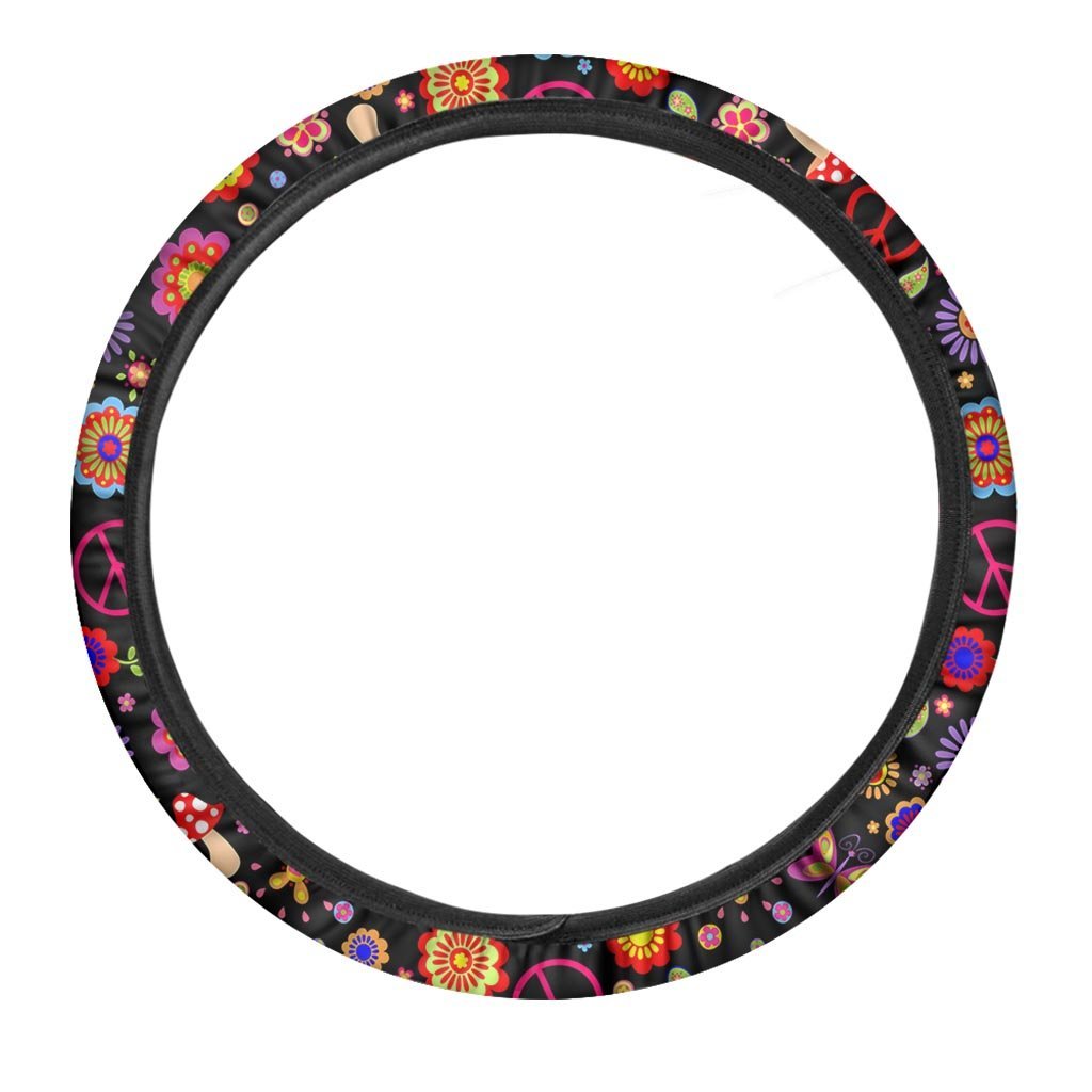 Abstract Flower Hippie Steering Wheel Cover-grizzshop