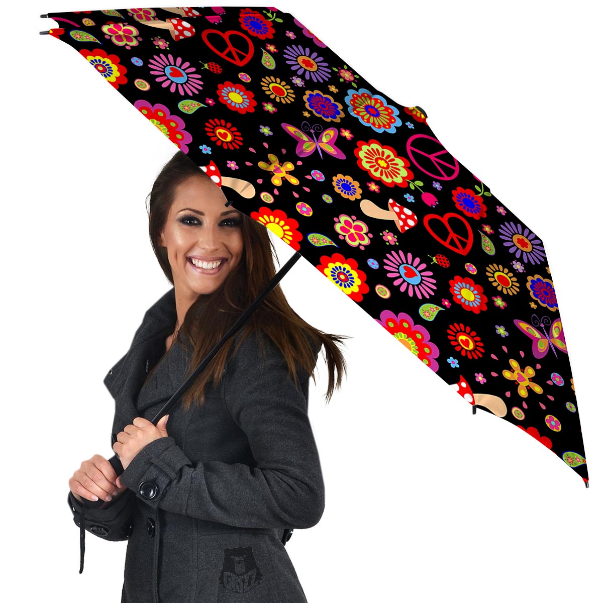 Abstract Flower Hippie Umbrella-grizzshop