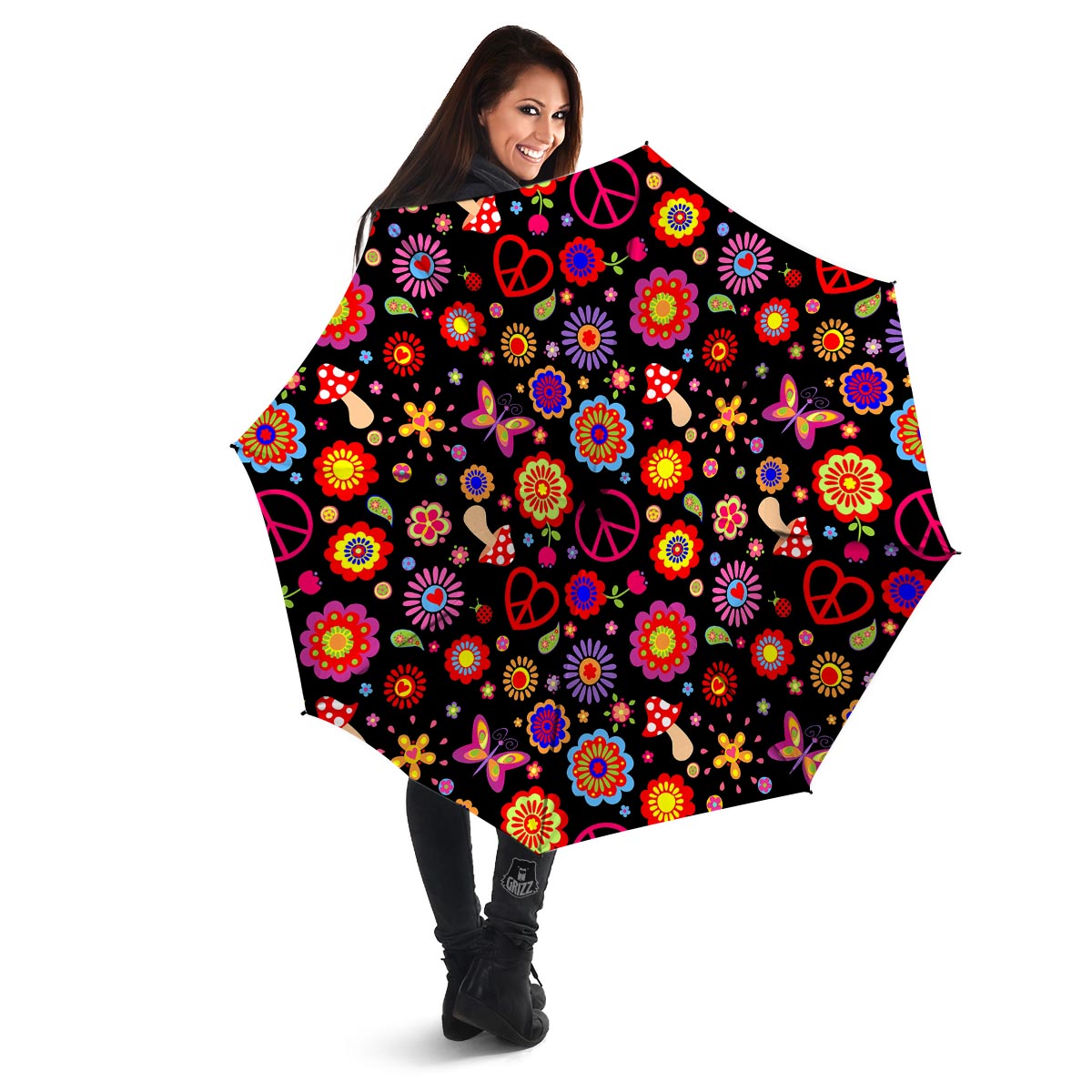 Abstract Flower Hippie Umbrella-grizzshop