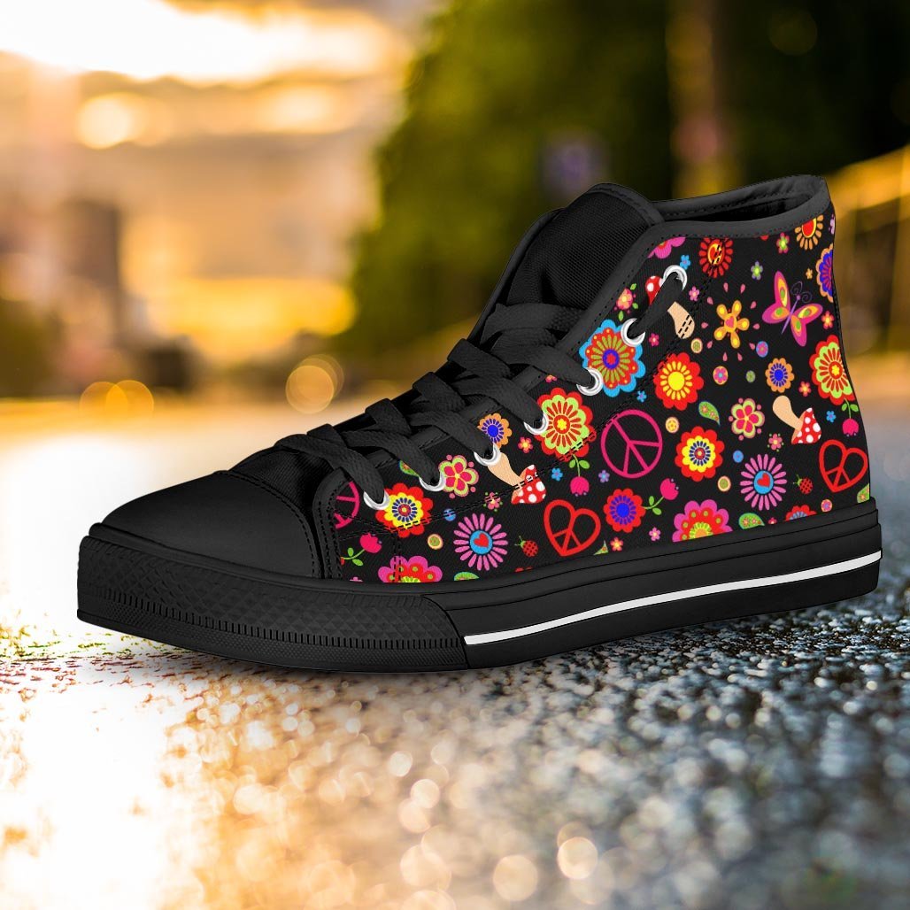 Abstract Flower Hippie Women's High Top Shoes-grizzshop