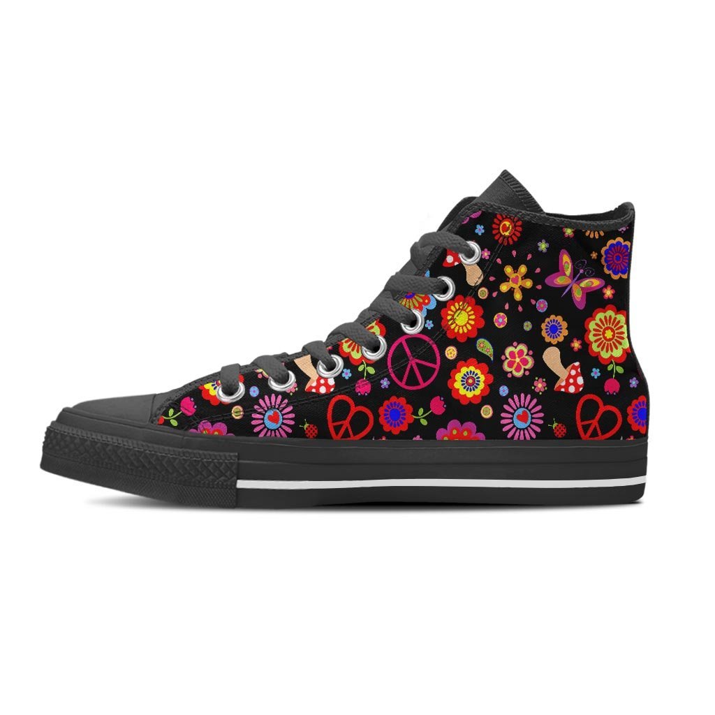 Abstract Flower Hippie Women's High Top Shoes-grizzshop