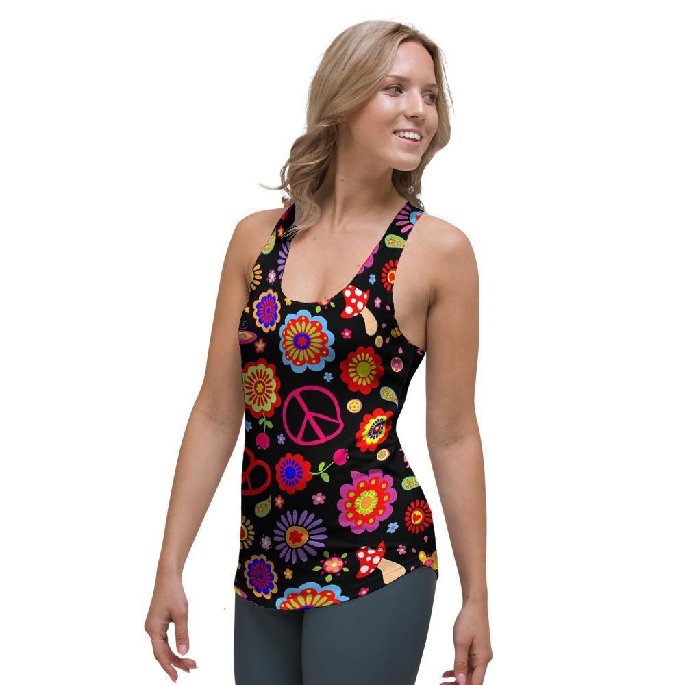 Abstract Flower Hippie Women's Racerback Tank Top-grizzshop