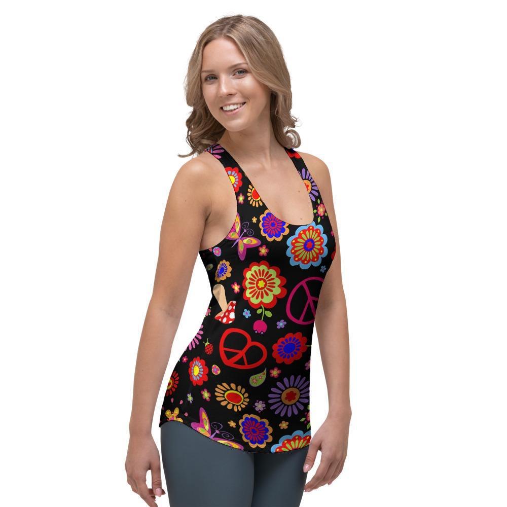 Abstract Flower Hippie Women's Racerback Tank Top-grizzshop