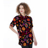 Abstract Flower Hippie Women's Short Sleeve Shirts-grizzshop