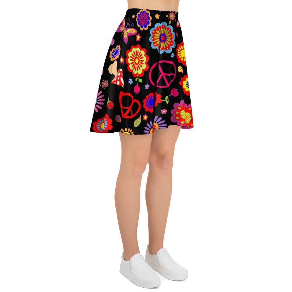 Abstract Flower Hippie Women's Skirt-grizzshop