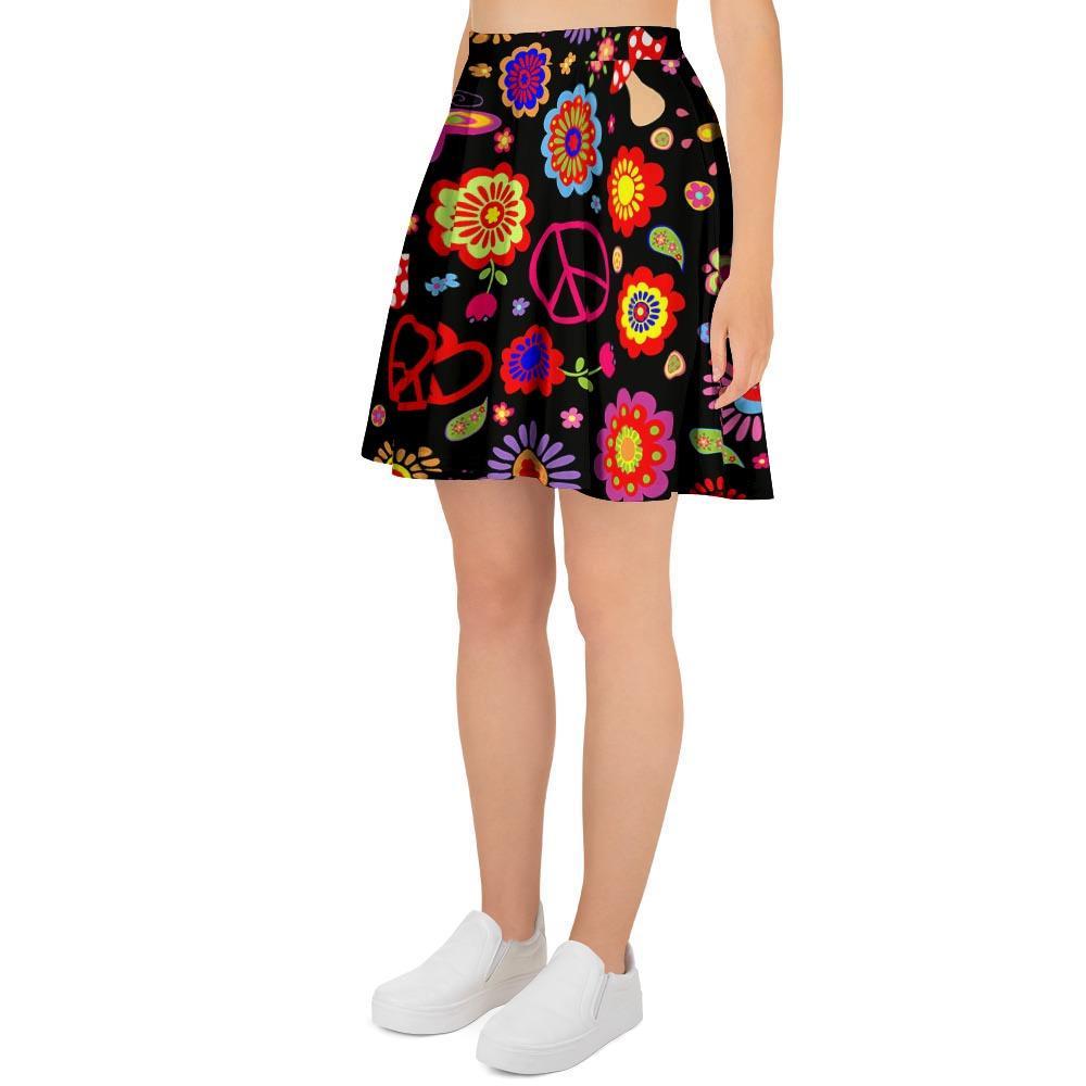 Abstract Flower Hippie Women's Skirt-grizzshop