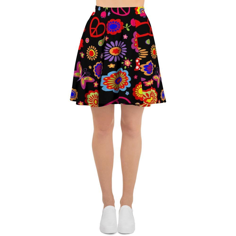 Abstract Flower Hippie Women's Skirt-grizzshop