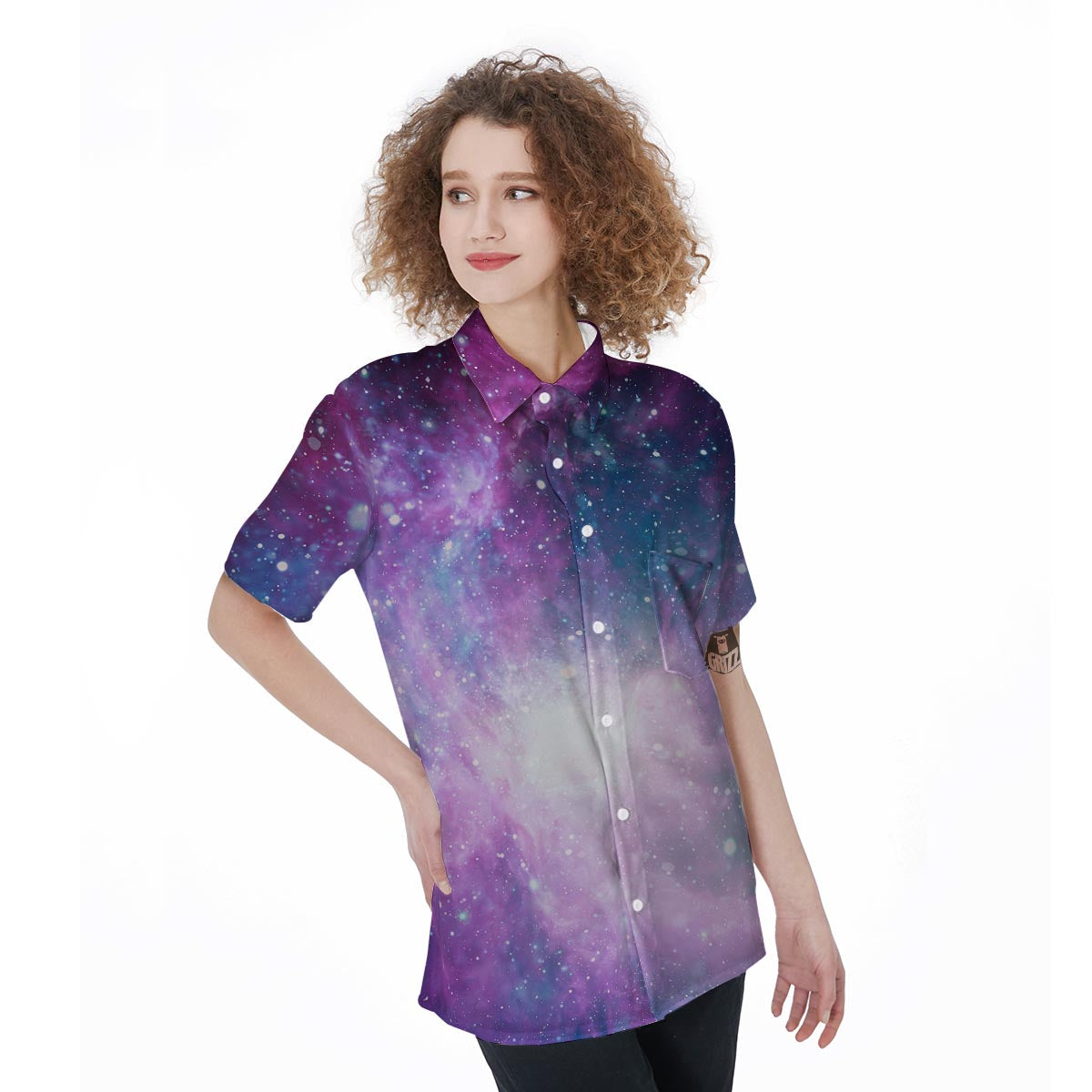 Abstract Galaxy Space Women's Short Sleeve Shirts-grizzshop