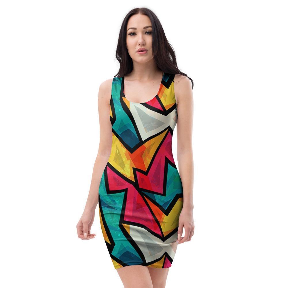 Abstract Geometric Colorful Bodycon Dress-grizzshop