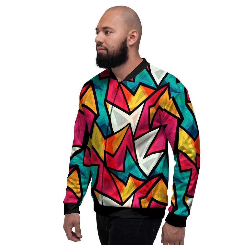 Abstract Geometric Colorful Men's Bomber Jacket-grizzshop