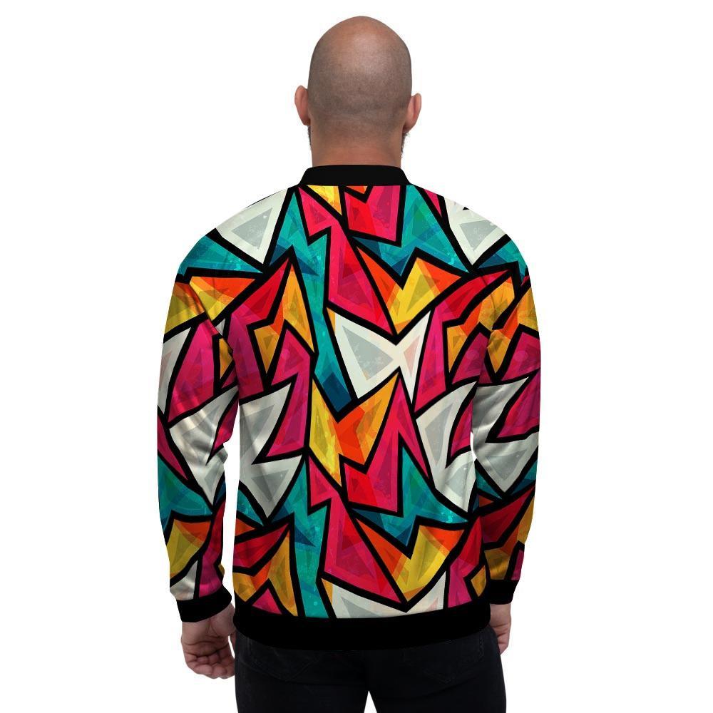 Abstract Geometric Colorful Men's Bomber Jacket-grizzshop