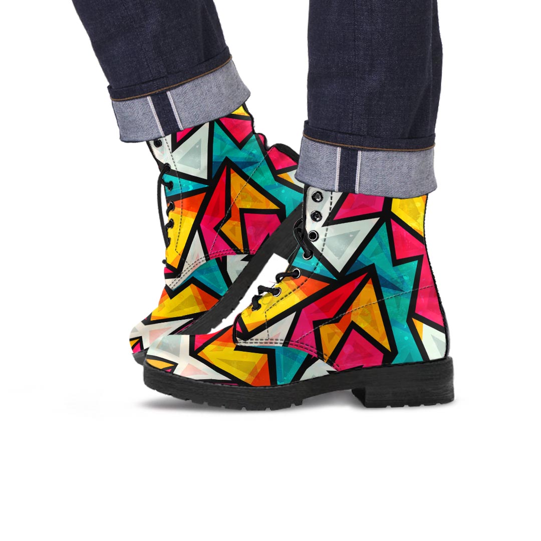 Abstract Geometric Colorful Men's Boots-grizzshop
