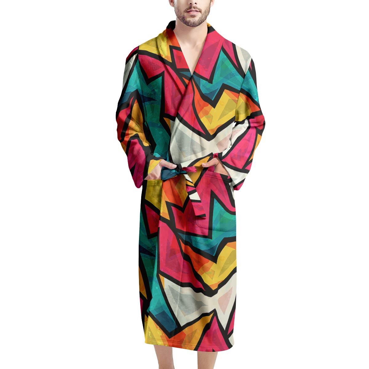 Abstract Geometric Colorful Men's Robe-grizzshop