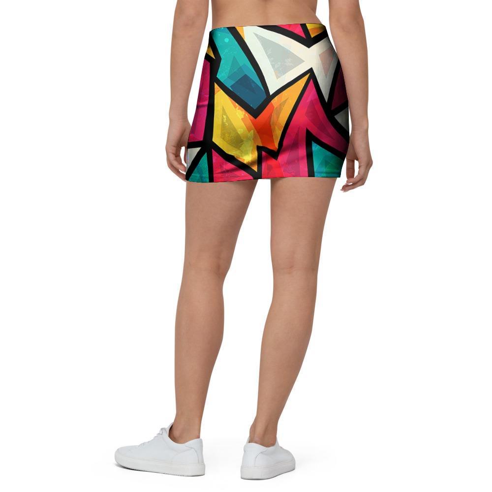 Abstract Geometric Colorful Mini Skirt-grizzshop