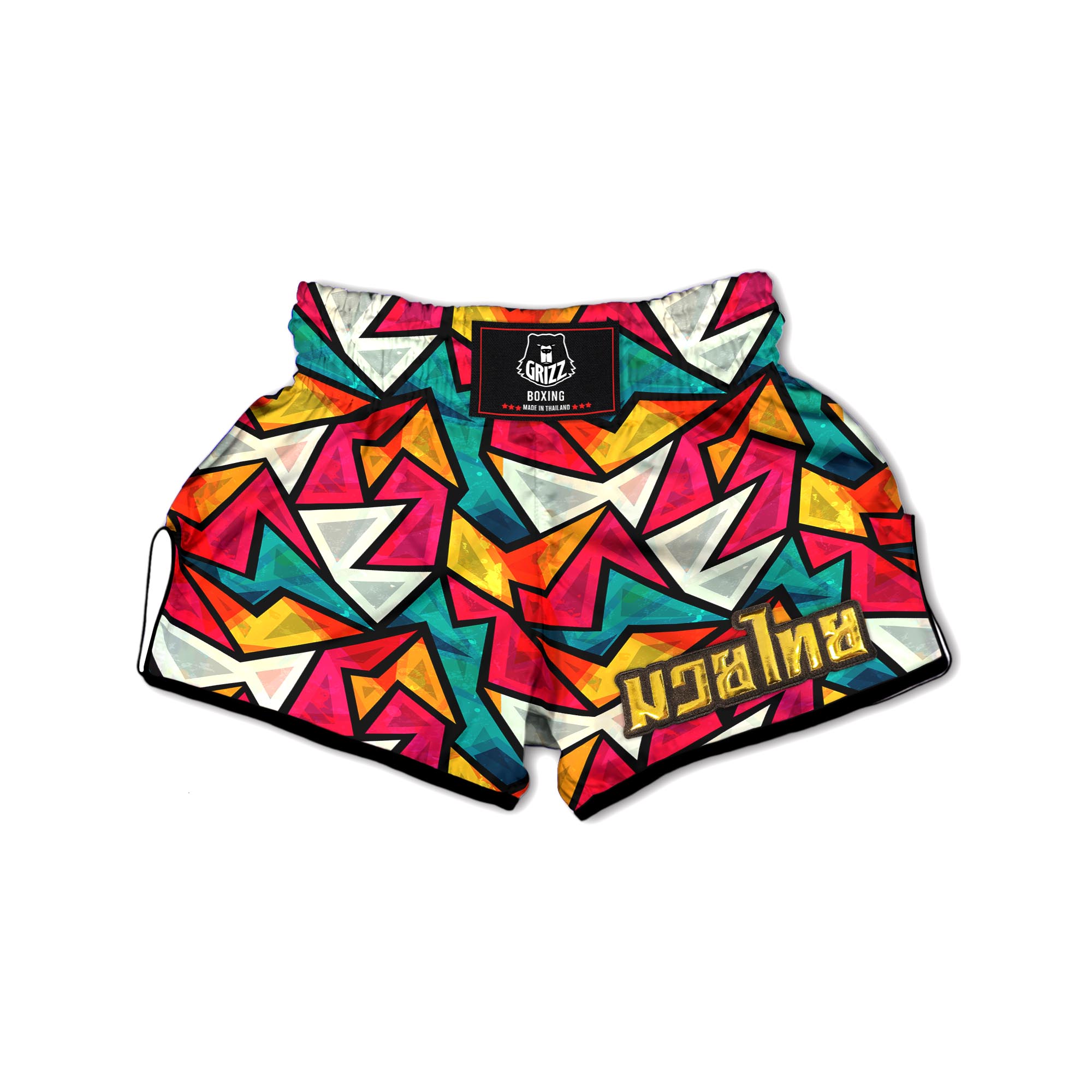 Abstract Geometric Colorful Muay Thai Boxing Shorts-grizzshop