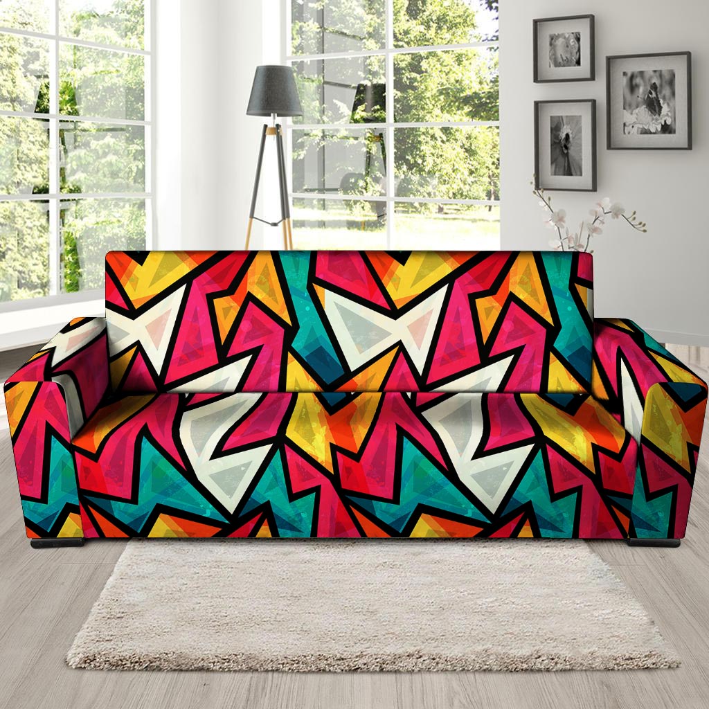 Abstract Geometric Colorful Sofa Cover-grizzshop
