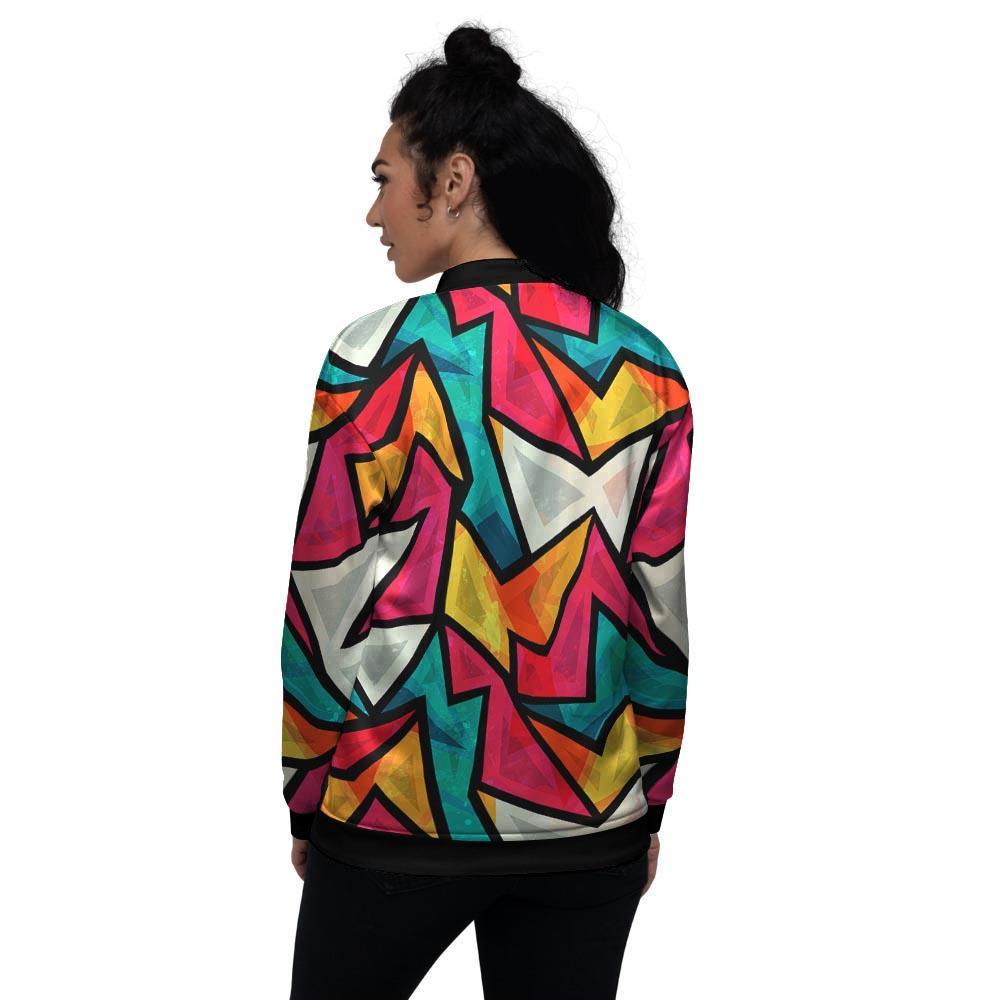 Abstract Geometric Colorful Women's Bomber Jacket-grizzshop