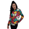 Abstract Geometric Colorful Women's Bomber Jacket-grizzshop