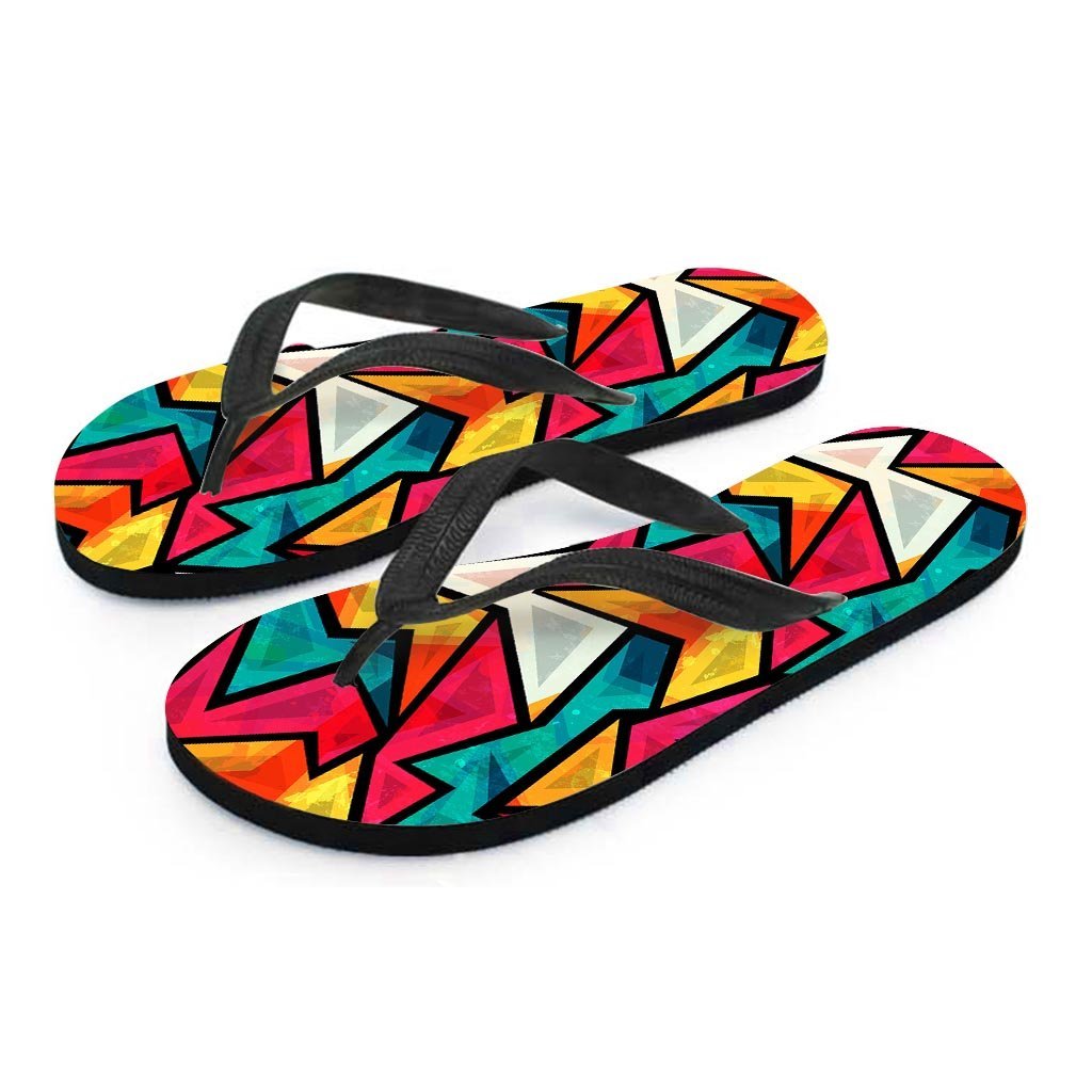 Abstract Geometric Colorful Women's Flip Flops-grizzshop