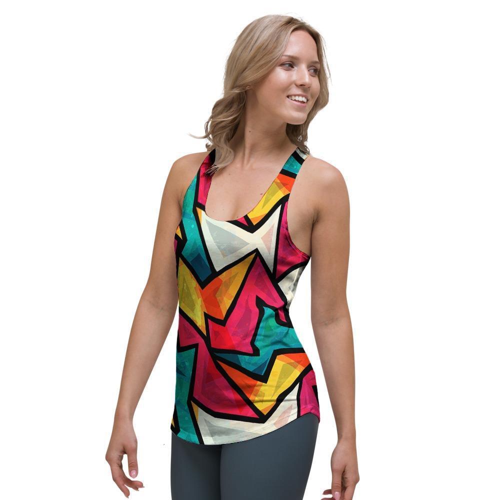 Abstract Geometric Colorful Women's Racerback Tank Top-grizzshop