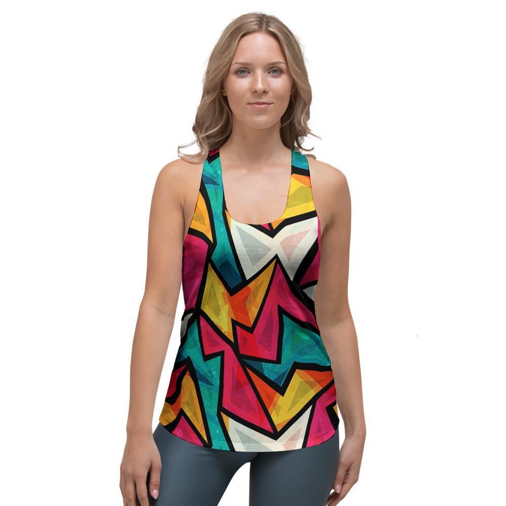 Abstract Geometric Colorful Women's Racerback Tank Top-grizzshop